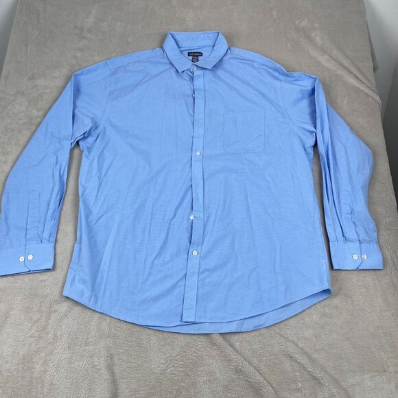 Van Heusen Mens Button-Up Shirts XL Blue Solid & Blue Check Pattern Classic Fit - Picture 12 of 16
